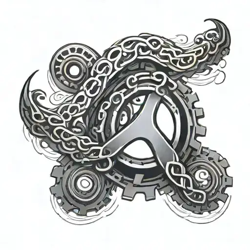 An intricate design of a bicycle chain forming a wave pattern, representing the client's love for biking and the sea tattoo design idea