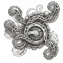 An intricate design of a bicycle chain forming a wave pattern, representing the client's love for biking and the sea tattoo design idea