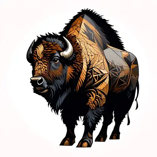 bison bio mechanical tattoo design idea