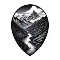 mountain range with river inbetween  tattoo design idea
