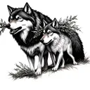 she wolf nursing romulus and remus eith branches in her mouth tattoo design idea
