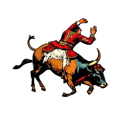 matador doing a back flip over a bull tattoo design idea