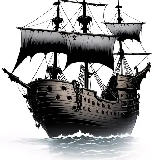 pirate ship with ghosts  tattoo design idea