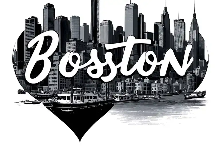 minimalist love of the city of Boston  tattoo design idea