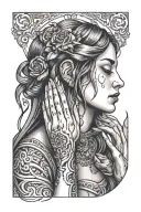 woman praying crying  tattoo design idea