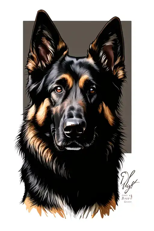 strength, german shepherd dog, greater than every high and every low, Romans 8:39 tattoo design idea