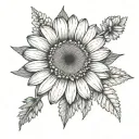 chamomile delphinium gerbera flower tattoo design idea