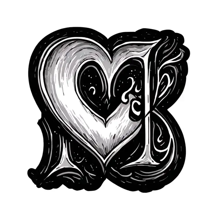 letter d small heart tattoo design idea