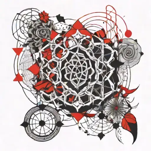 "Create a fine-line tattoo for the hand combining the Fibonacci spiral with the Flower of Life. tattoo design idea