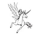 simple flying pegasus with pixie fairy tattoo design idea