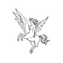 simple flying pegasus with pixie fairy tattoo design idea