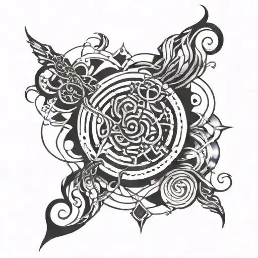 generate a tattoo on the left forearm for a man in the form of purposeful or chaotic lines tattoo design idea