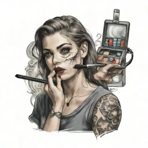 girl doing makeup tattoo design idea