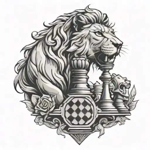 lioness queen chess piece tattoo design idea
