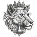 lioness queen chess piece tattoo design idea
