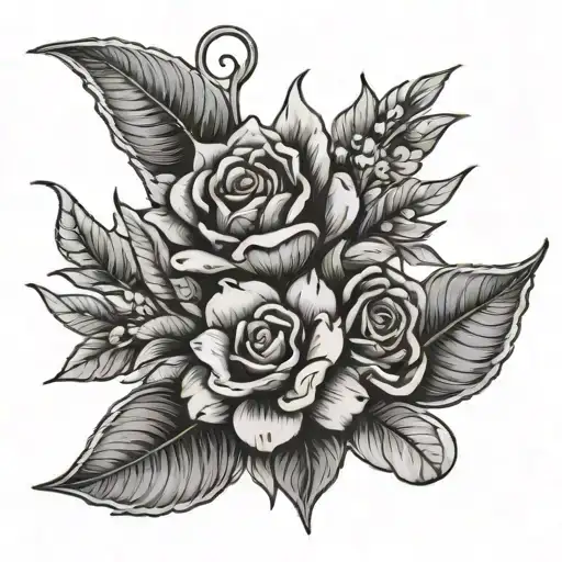 bouquet tied tattoo design idea