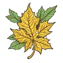a Canadian maple leaf tattoo design, minimalistic,  autumn colors, acuarella, detailed, 8k tattoo design idea