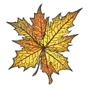 a Canadian maple leaf tattoo design, minimalistic,  autumn colors, acuarella, detailed, 8k tattoo design idea