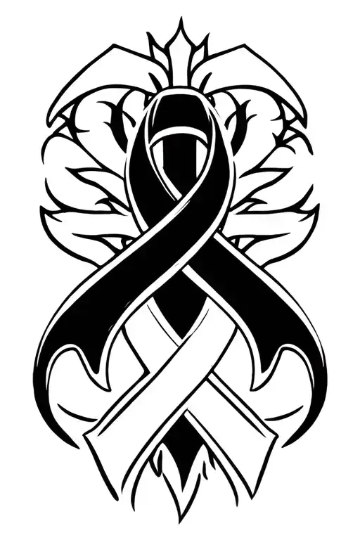 three cancer ribbon intertwined representing lung, colon and skin cancer tattoo design idea