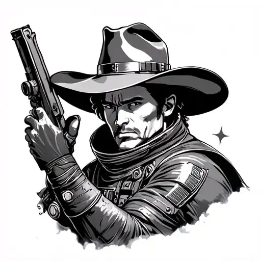 space cowboy tattoo design idea
