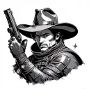 space cowboy tattoo design idea