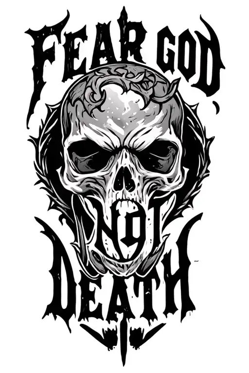 "Fear god not death " "Fear god not death " Around tattoo design idea