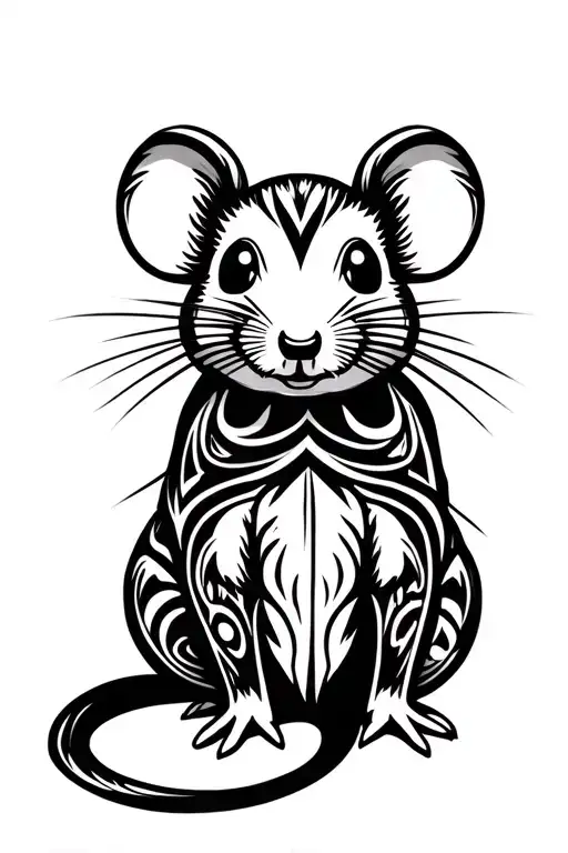 cute rat tattoo design idea