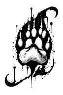 dog paw print surrounded by dark matter tattoo design idea