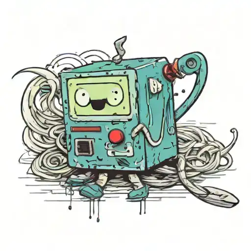 BMO from adventure time holding a scythe tattoo design idea