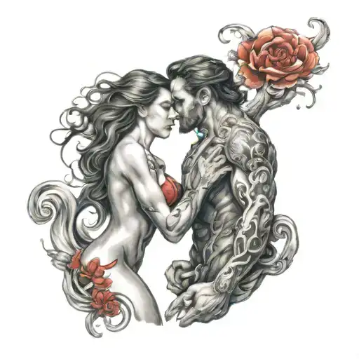 man aquarius,women leo,couple,set,warior,black,red,amazing,love tattoo design idea
