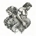 man aquarius,women leo,couple,set,warior,black,red,amazing,love tattoo design idea
