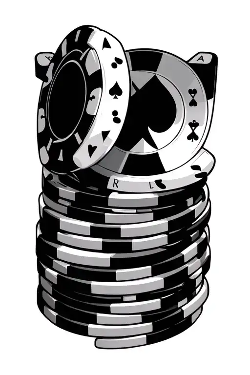 casino chip cards poker black jack roulette cash tattoo design idea