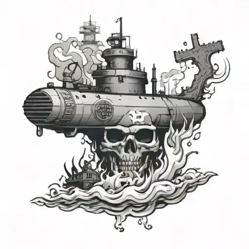 destroy kanji characters navy submarine warefare insignia tattoo design idea