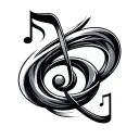 a turbo morphing into a music note tattoo design idea