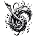 a turbo morphing into a music note tattoo design idea