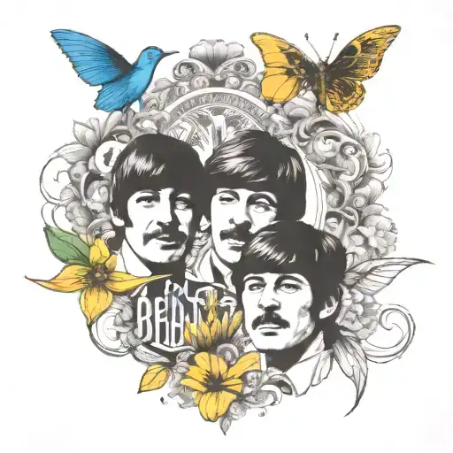 memorial tattoo for my nana violet who loved the Beatles  tattoo design idea