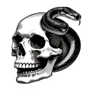 snake inside a skull tattoo design idea