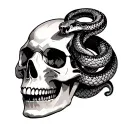 snake inside a skull tattoo design idea