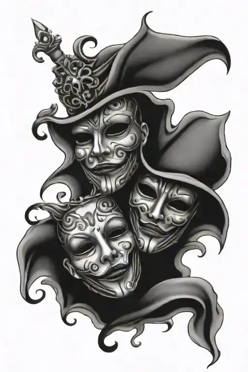 masks tragedy and comedy tattoo design idea