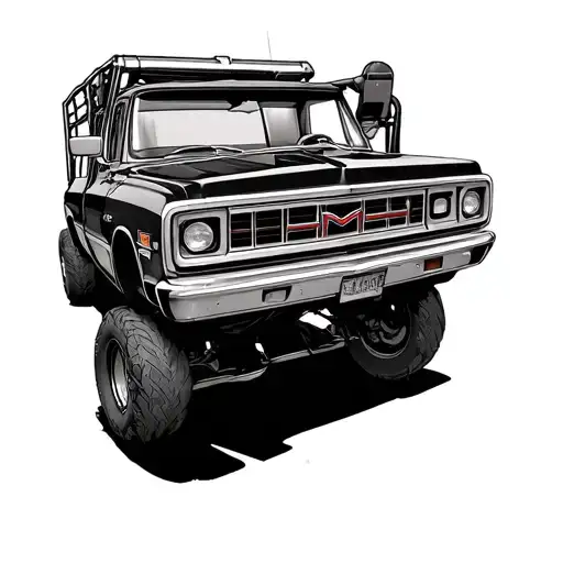 gmc truck parked tattoo design idea
