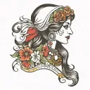 gypsy girl side profile tattoo design idea
