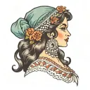 gypsy girl side profile tattoo design idea
