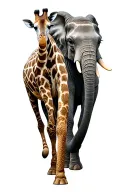 two giraffes and two elephants walking togther tattoo design idea