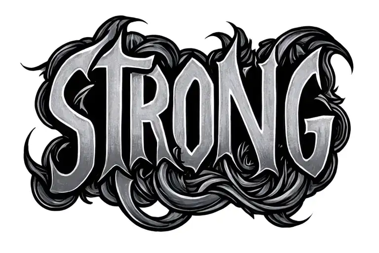 the word strong tattoo design idea