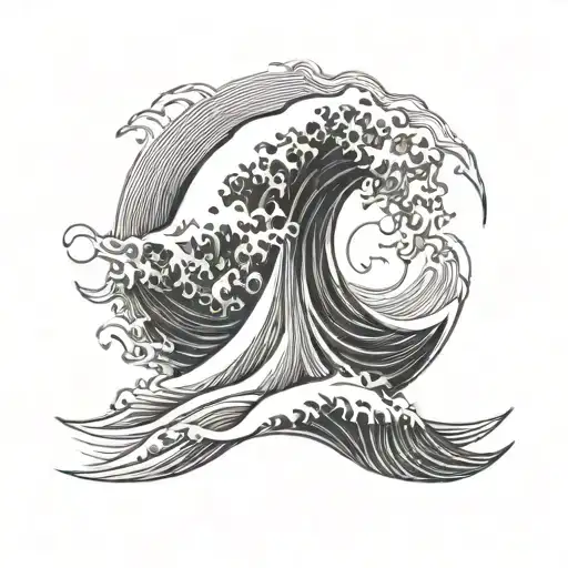 alexander the great wave tattoo design idea