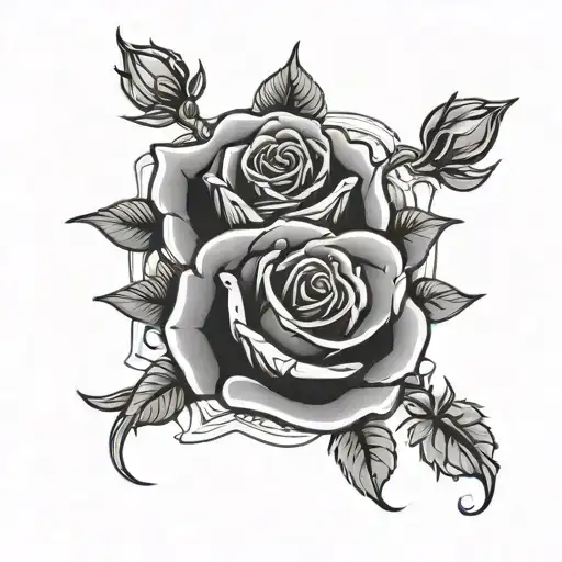 football and roses with the number 3 tattoo design idea