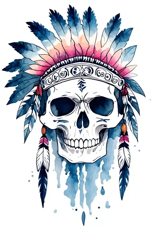 Native American skull tattoo design idea