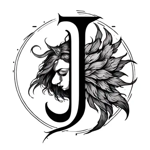 Hidden J virgo zodiac sign tattoo design idea