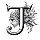 Hidden J virgo zodiac sign tattoo design idea