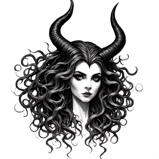 Medusa And Maleficent tattoo design idea